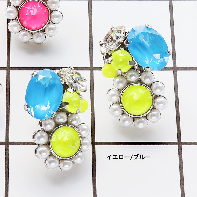 レシピNo.KR1220 貴和クリスタル エレクトリックカラーのビッグビジューピアス