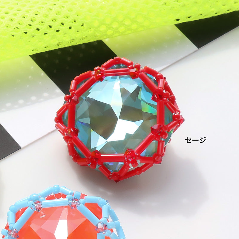 Recipe No. KR1222Kiwa crystalsOctagon Brooch (KR1179)