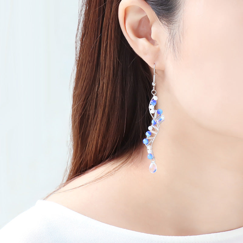 Recipe No. KR1230 Czech Bead Round & Shizuku Spiral Design Earrings