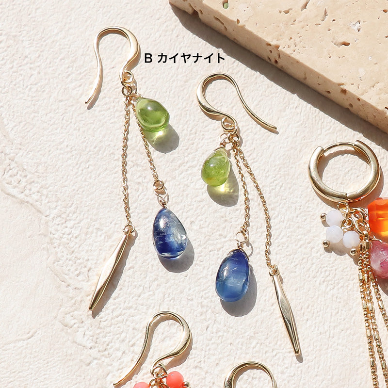 レシピNo.KR1233 天然石のフリンジピアス3種