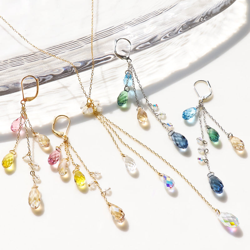 レシピNo.KR1238 貴和クリスタルのドロップフリンジアクセサリー2種