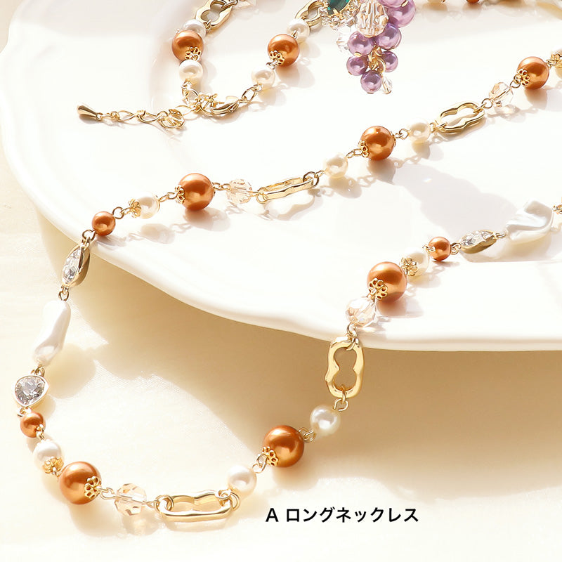 レシピNo.KR1243 クリスタルパールのエレガントネックレス2種