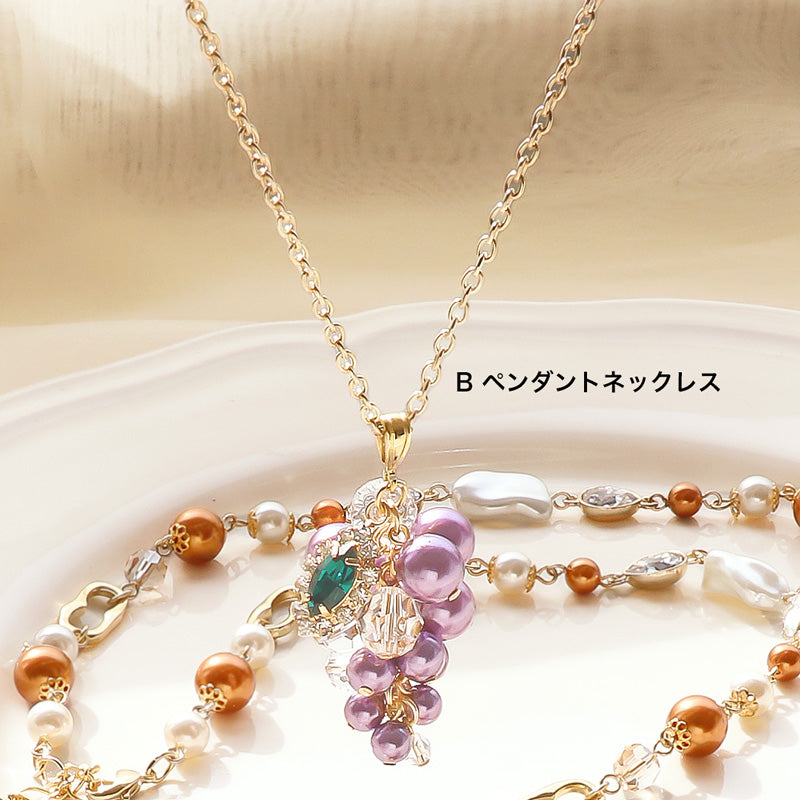 レシピNo.KR1243 クリスタルパールのエレガントネックレス2種