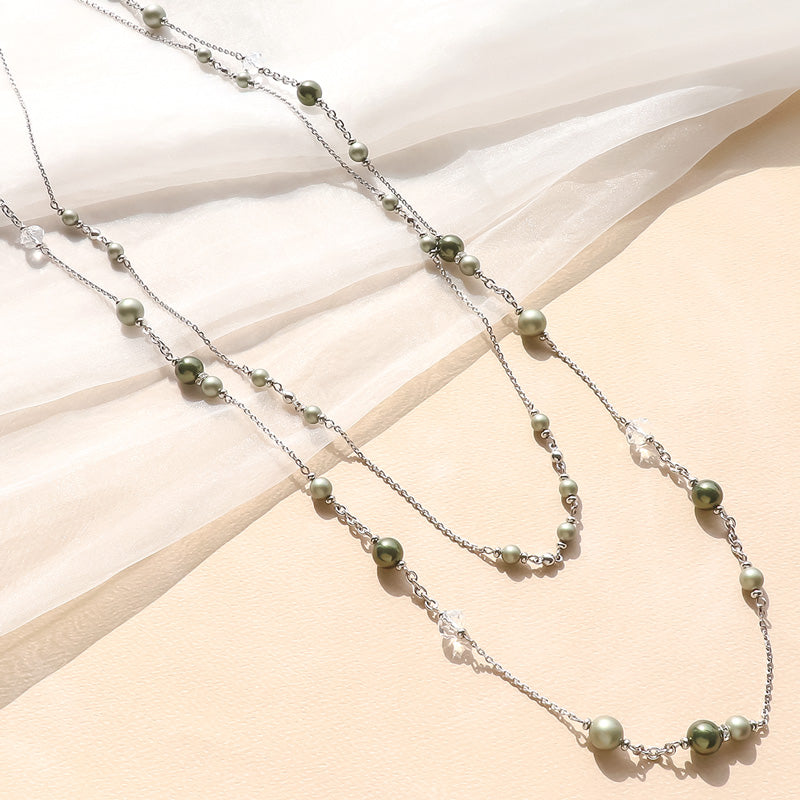 Recipe No. KR1244 Crystal Pearl Layered Necklace