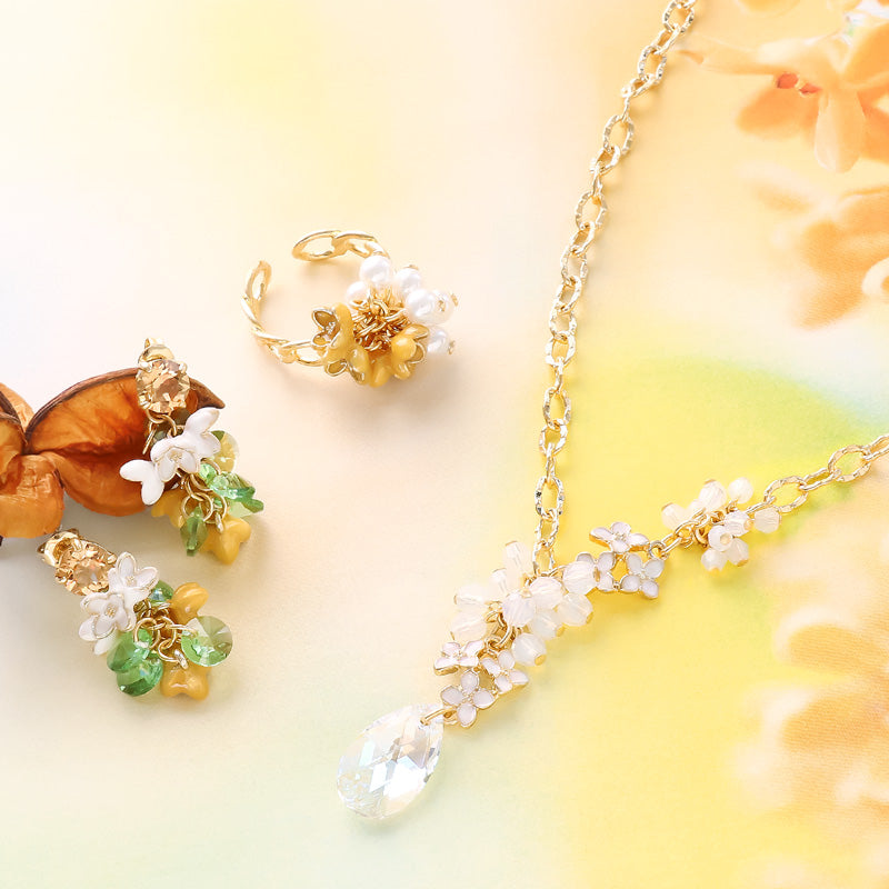 レシピNo.KR1251 秋チャームの金木犀・銀木犀のアクセサリー3種