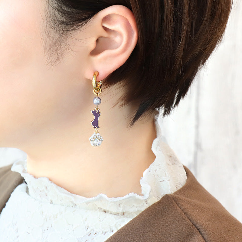 レシピNo.KR1323 石座チャームネコのピアス3種