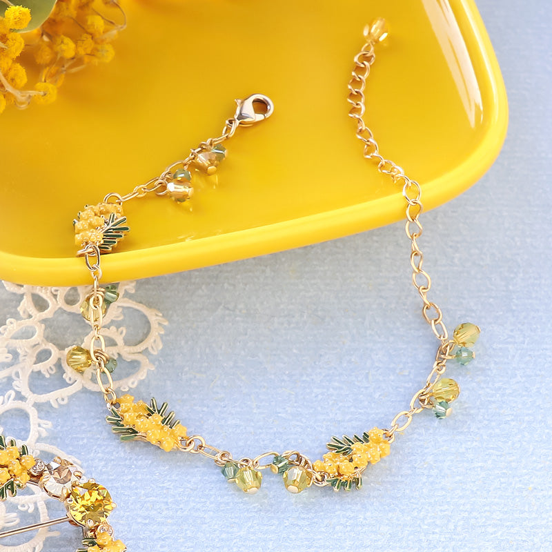 Recipe No.KR1325 Charm mimosa andKiwa crystalsbracelets & brooches