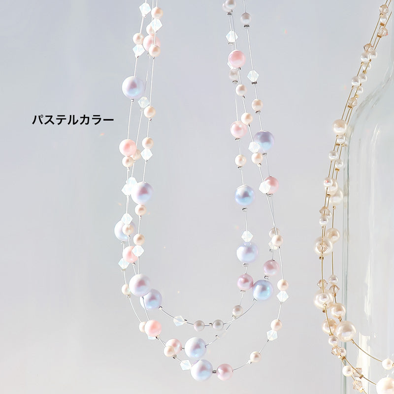 レシピNo.KR1327 貴和クリスタルのカスケードネックレス