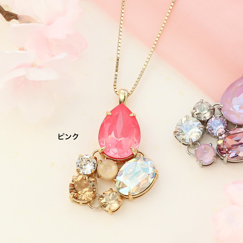 レシピNo.KR1331 貴和クリスタルのコネクトビジューネックレス