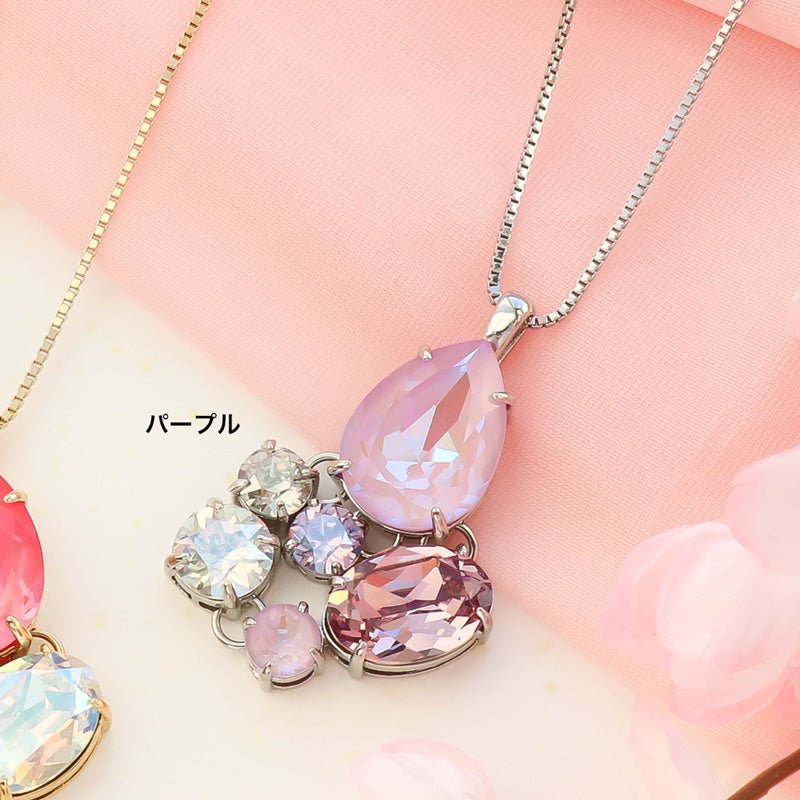 レシピNo.KR1331 貴和クリスタルのコネクトビジューネックレス
