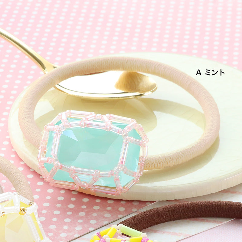 Recipe No.KR1333Kiwa crystalsjewel braided rectangle hair tie
