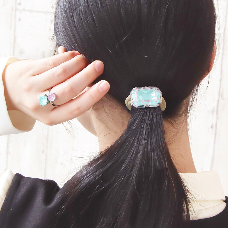 Recipe No.KR1333Kiwa crystalsjewel braided rectangle hair tie