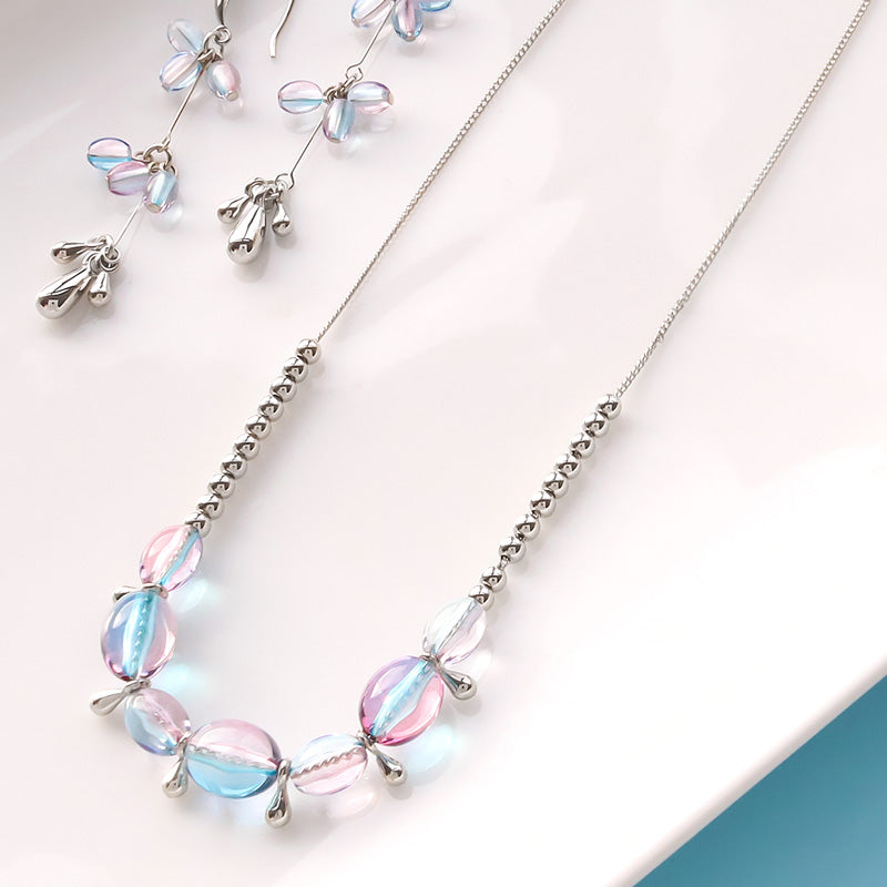 レシピNo.KR1339 アクリルナツメビーズのブルートーンアクセサリー3種