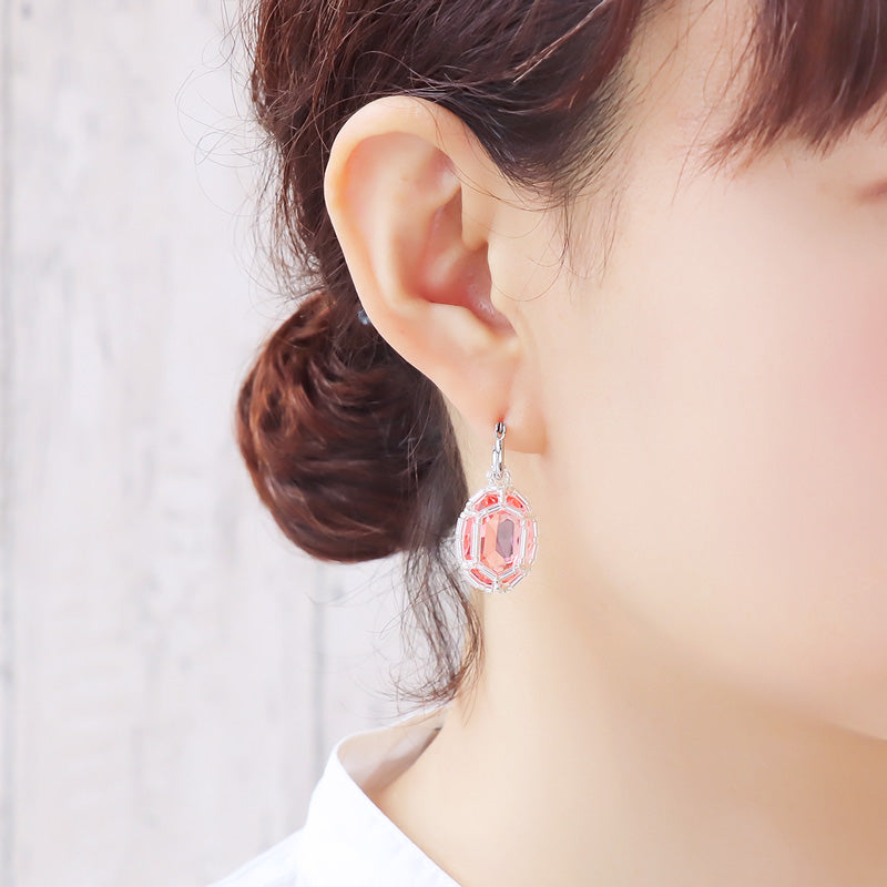 レシピNo.KR1345 貴和クリスタル宝石編みプリンセスのオーバルイヤーアクセサリー