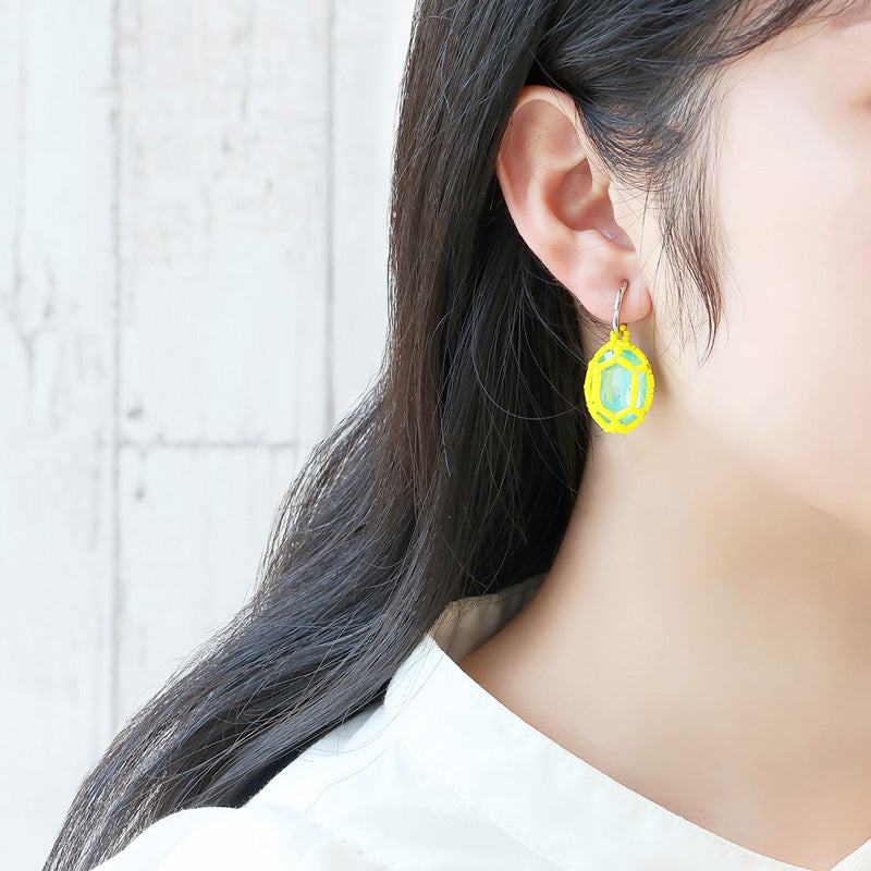 レシピNo.KR1345 貴和クリスタル宝石編みプリンセスのオーバルイヤーアクセサリー