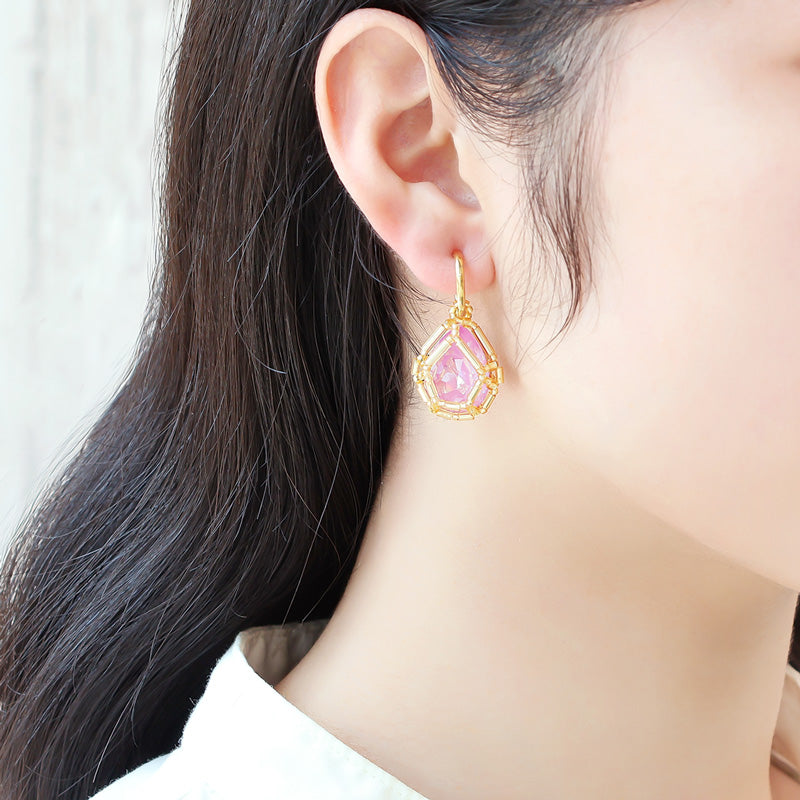 レシピNo.KR1346 貴和クリスタル宝石編みプリンセスのドロップイヤーアクセサリー