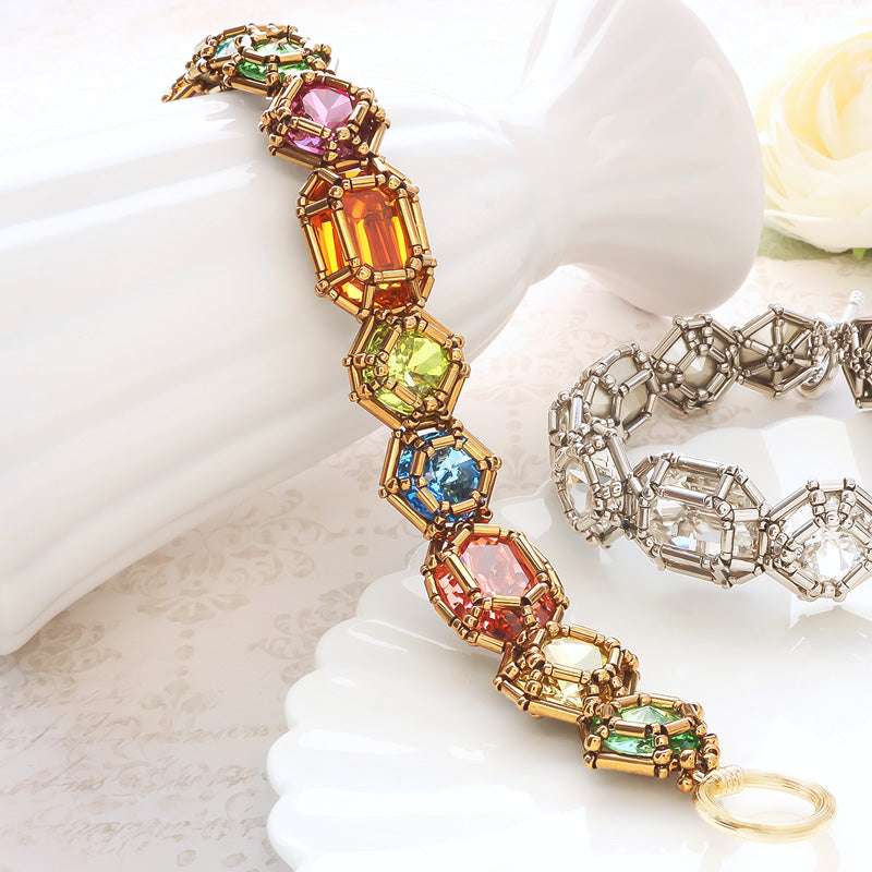 レシピNo.KR1349 貴和クリスタル宝石編みプリンセスのブレスレット