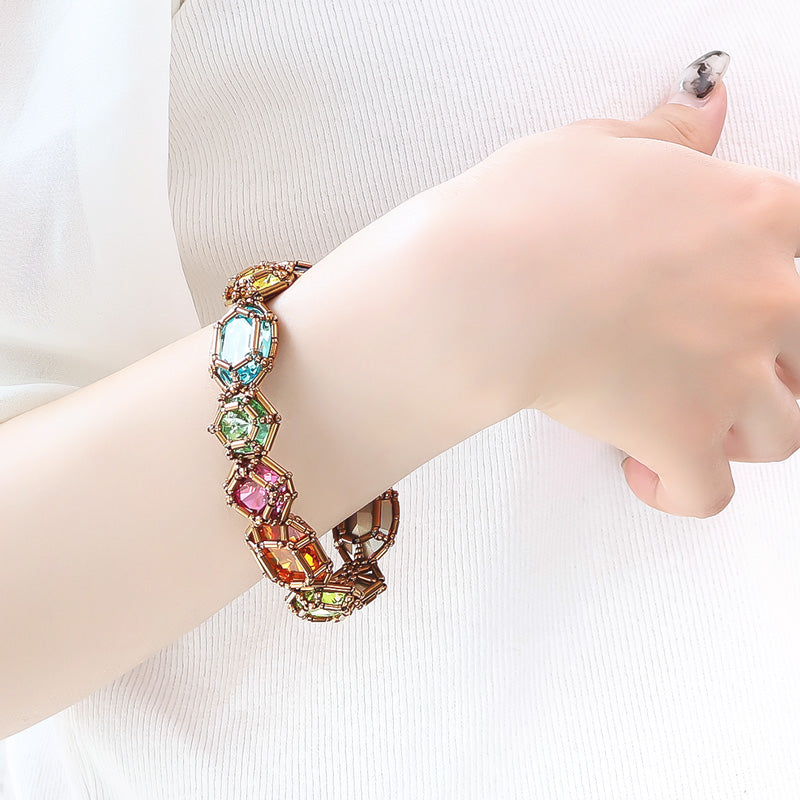 レシピNo.KR1349 貴和クリスタル宝石編みプリンセスのブレスレット