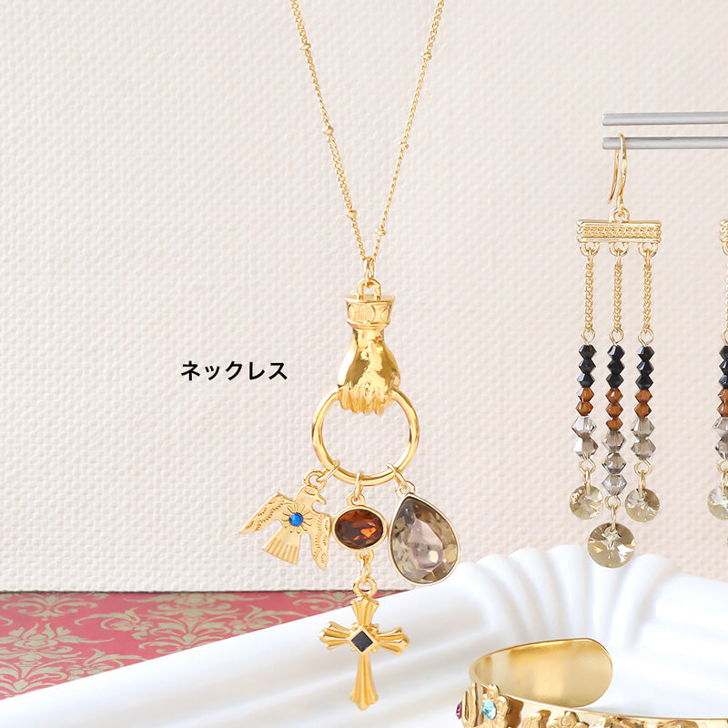 レシピNo.KR1354 貴和クリスタルのモダンエスニックアクセサリー3種