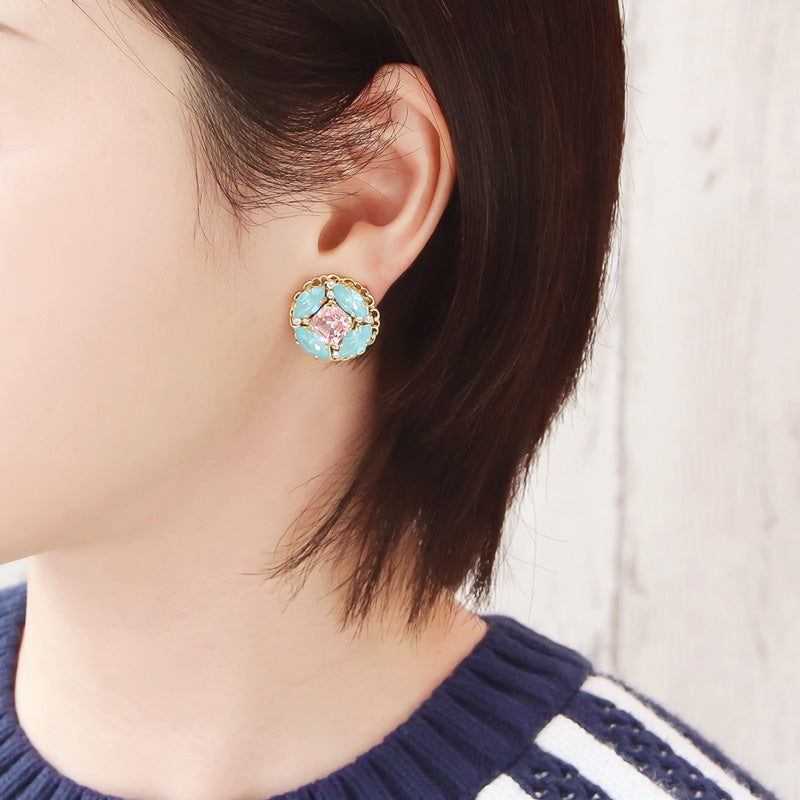 レシピNo.KR1356 貴和クリスタルのパステルPOPなビジューピアス3種