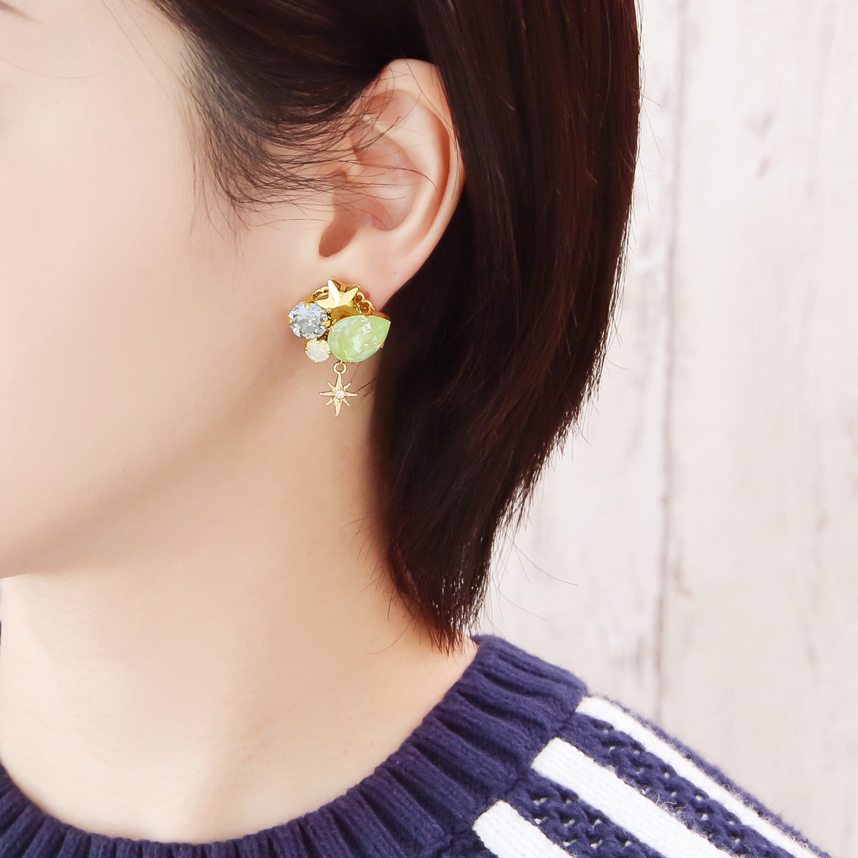レシピNo.KR1356 貴和クリスタルのパステルPOPなビジューピアス3種