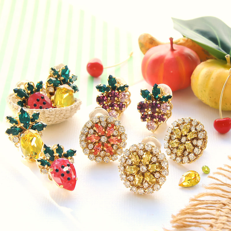 Recipe No.KR1358Kiwa crystals5 types of fruit earrings and brooches