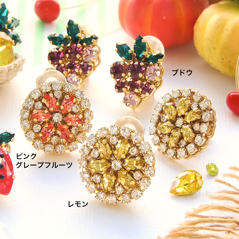 Recipe No.KR1358Kiwa crystals5 types of fruit earrings and brooches