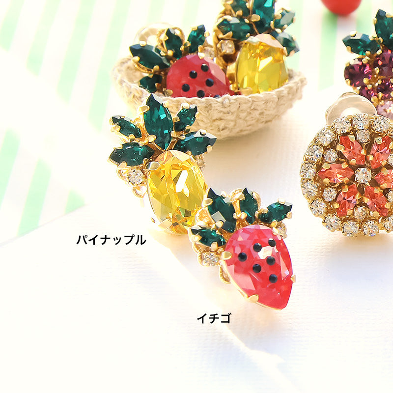レシピNo.KR1358 貴和クリスタルのフルーツイヤリング&ブローチ5種