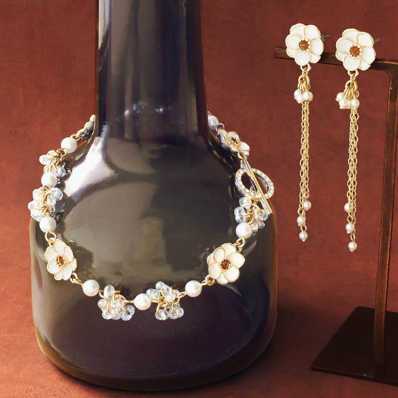 レシピNo.KR1366 ホワイトアネモネのブレス&ピアス