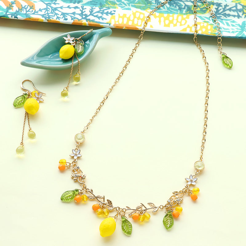 レシピNo.KR1367 チェコビーズのシトラスネック&ピアス