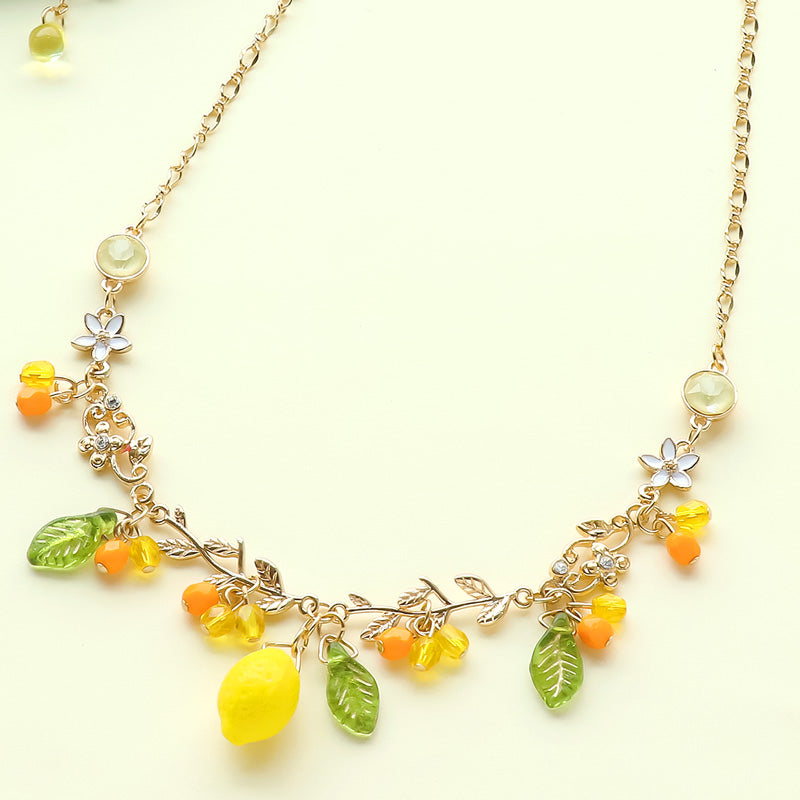 レシピNo.KR1367 チェコビーズのシトラスネック&ピアス