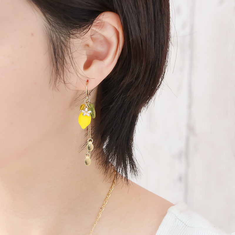 レシピNo.KR1367 チェコビーズのシトラスネック&ピアス