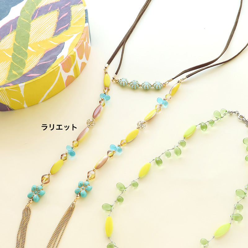 レシピNo.KR1368 チェコナベットとシズクのカラフルネックレス2種