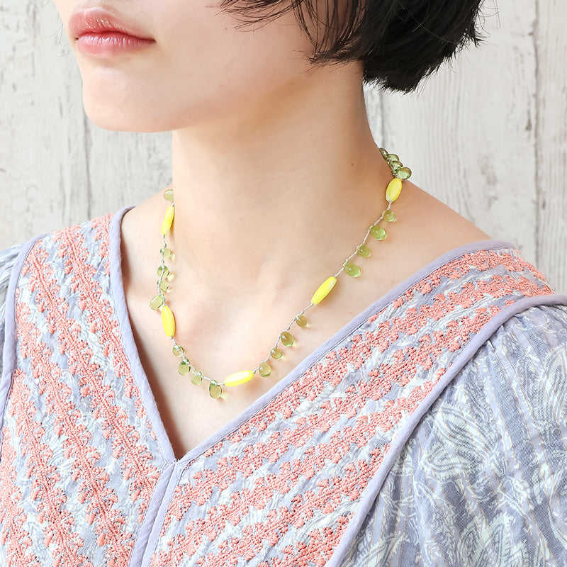 レシピNo.KR1368 チェコナベットとシズクのカラフルネックレス2種