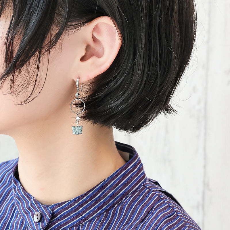 レシピNo.KR1369 チェコビーズのブルーグレートーンアクセサリー2種