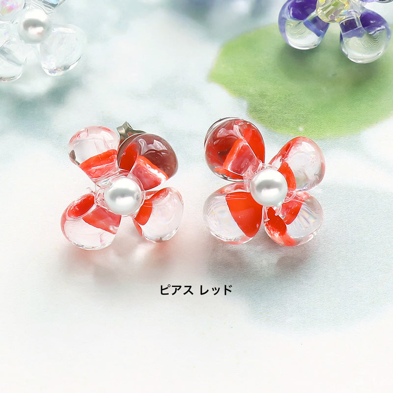 レシピNo.KR1374 ティアドロップビーズのフラワーアクセサリー2種