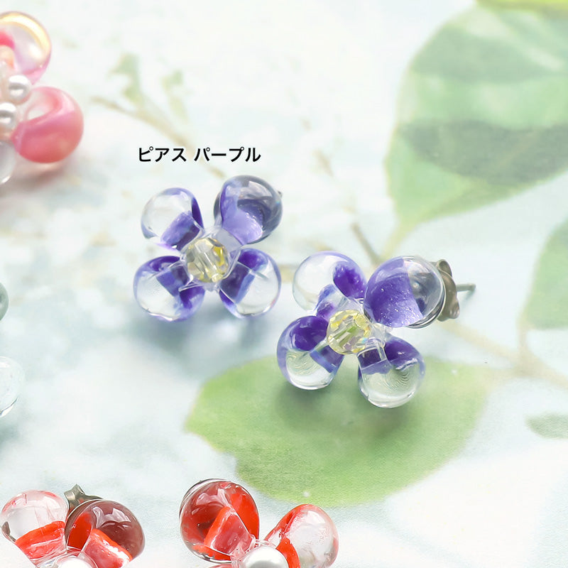レシピNo.KR1374 ティアドロップビーズのフラワーアクセサリー2種