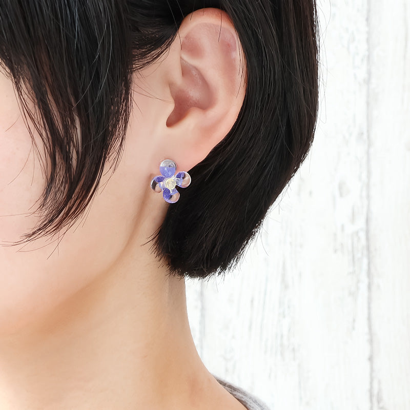 レシピNo.KR1374 ティアドロップビーズのフラワーアクセサリー2種