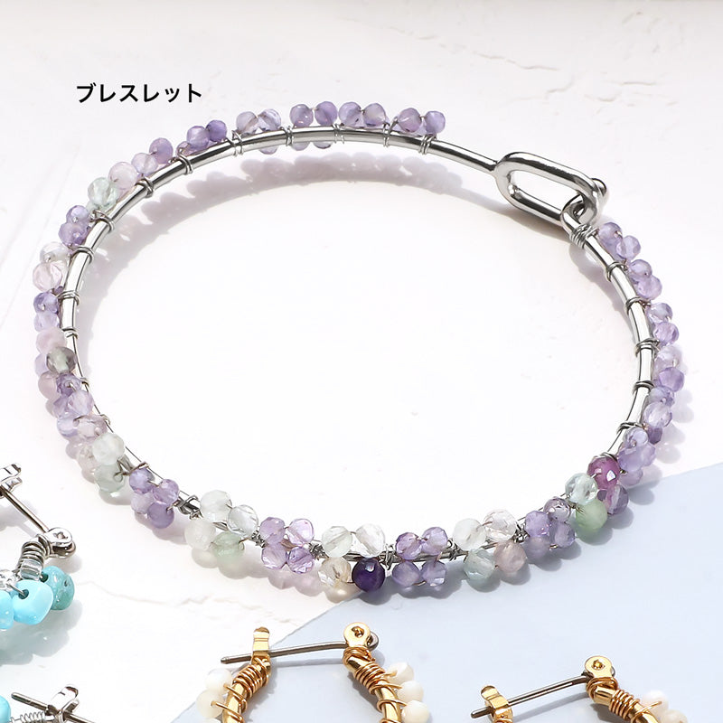 レシピNo.KR1377 天然石のワイヤーワークアクセサリー3種