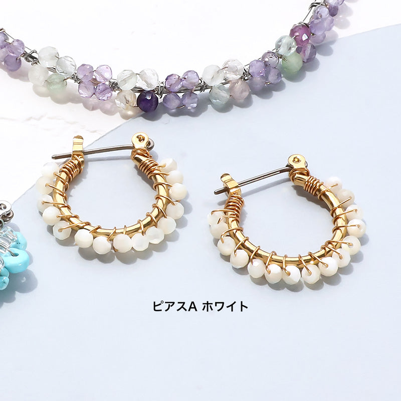レシピNo.KR1377 天然石のワイヤーワークアクセサリー3種