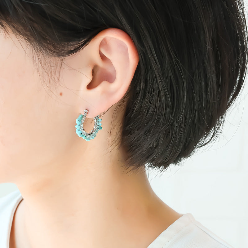 レシピNo.KR1377 天然石のワイヤーワークアクセサリー3種