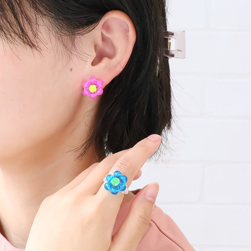 Recipe No.KR1386 2 types of German-made acrylic colorful flower accessories