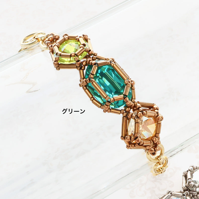 レシピNo.KR1394 貴和クリスタル宝石編みプリンセスのチェーンブレスレット