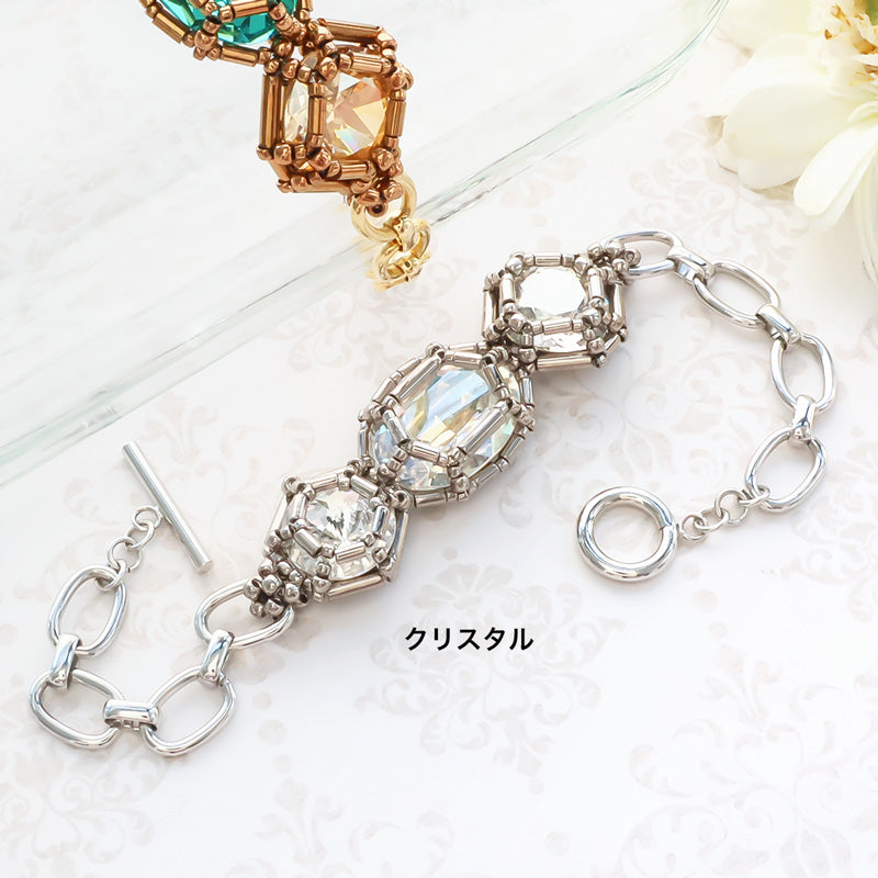 レシピNo.KR1394 貴和クリスタル宝石編みプリンセスのチェーンブレスレット