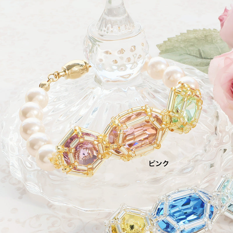 Recipe No.KR1395Kiwa crystalsGemstone Princess Pearl Bracelet