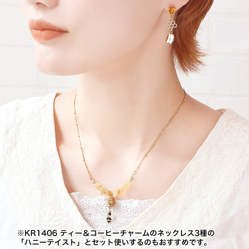 Recipe No.KR1407 3 types of tea & coffee charm ear accessories