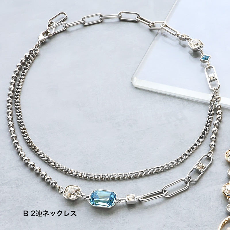 Recipe No.KR1408 2 types of classic necklaces with metal ring parts