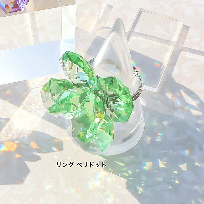 レシピNo.KR1417 貴和クリスタルのオクタゴナルフラワーアクセサリー2種