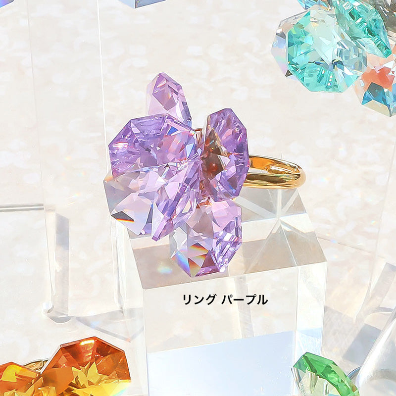 レシピNo.KR1417 貴和クリスタルのオクタゴナルフラワーアクセサリー2種