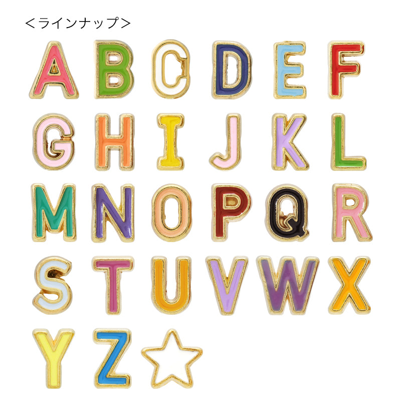 メタルパーツ イニシャル エポ付 F ゴールド(レッド系)